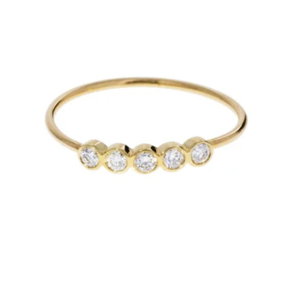 NEW, ZOE CHICCO FIVE DIAMOND GOLD BAND RING!